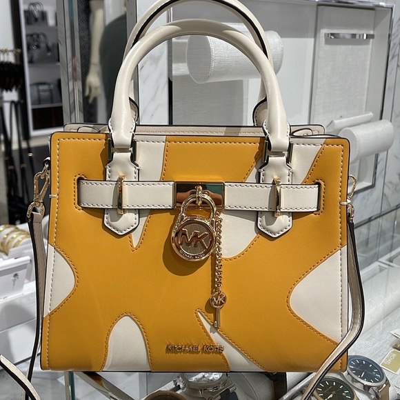 MICHAEL KORS Hamilton Small Two-Tone Satchel
COLOR GOLDEN ROD MULTI
NWT - Picture 3 of 16